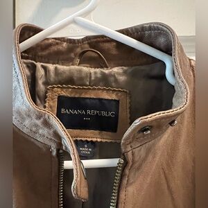 Banana Republic TAUPE LEATHER MOTO JACKET